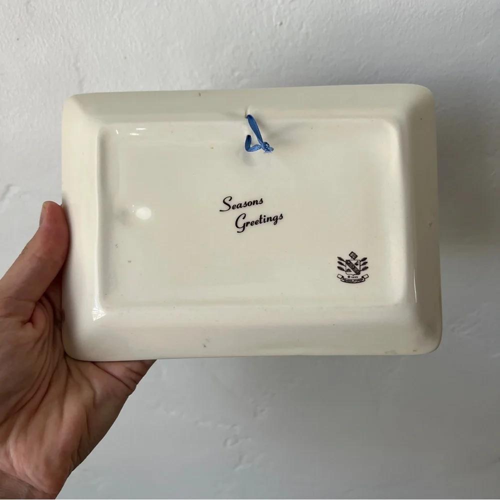 Vintage MCM Sailboat trinket dish decorative plate gilded Delano Studios 1965